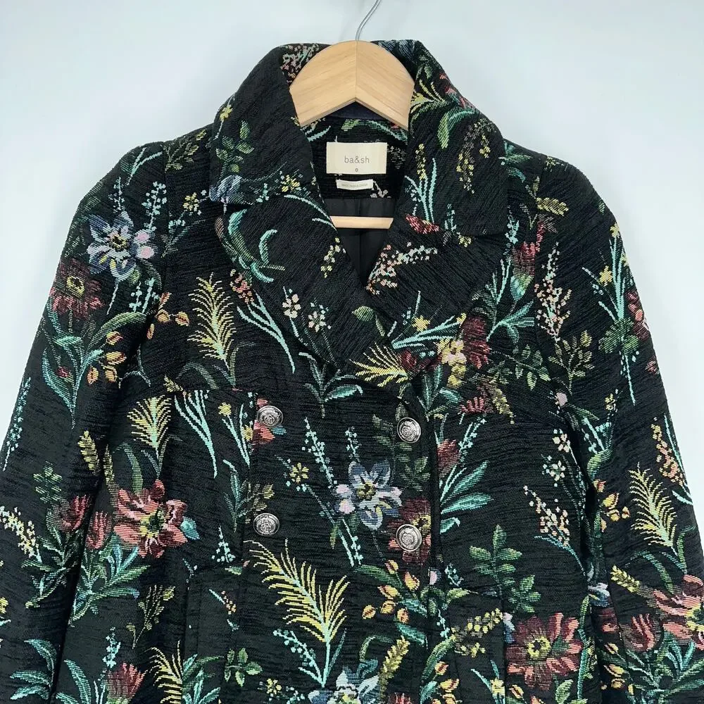 Ba&sh Wylie Floral Tapestry Coat Double Breasted Jacquard Brocade Jacket, XS - Picture 7 of 16